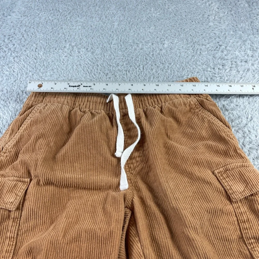 No Boundaries Mens Corduroy Cargo Shorts Brown Elastic Waist Small 28-30
